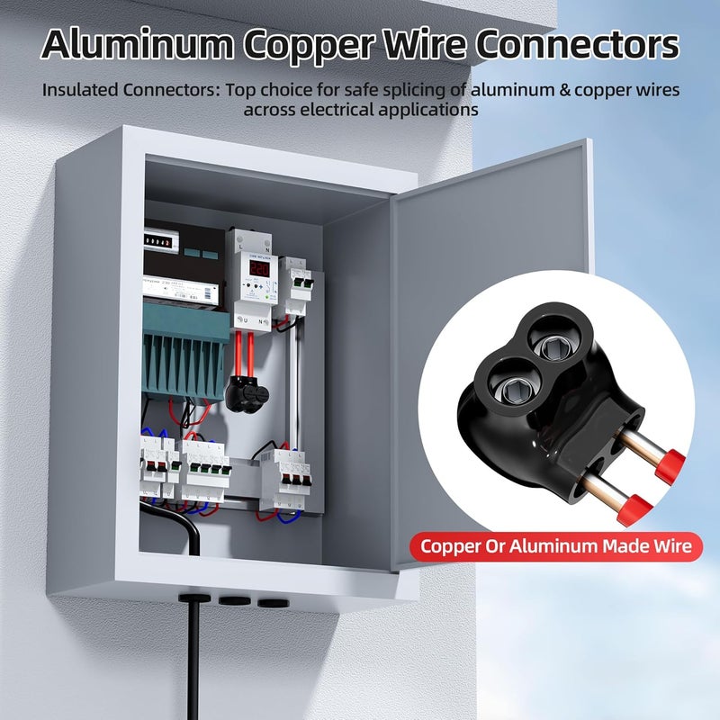 DAIERTEK Insulated Multi Tap Connector, 2/0-6 AWG Wire Connectors, 2 Ports Aluminum to Copper Wire Connectors with Slotted Allen Hex, Electrical Connectors, Wire Tap, Single-Sided Entry 5 Pack - Image 2